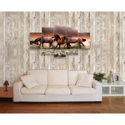 Quadro decorativo mosaico Foto  tema Cavalos, Mdf 2,5mm 115x60cm 5pçs