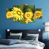Quadro Mosaico Decorativo Sala Quarto Kit Girassol 115x60cm MDF 3mm 5pçs