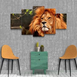 Quadro decorativo mosaico Leão, Mdf 2,5mm 115x60cm 5pçs