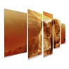 Quadro decorativo mosaico Leão e Leoa, Mdf 2,5mm 115x60cm 5pçs