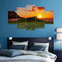 Quadro decorativo mosaico Por do Sol, Mdf 2,5mm 115x60cm 5pçs