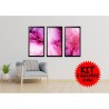 Kit 3 Quadros Decorativos Abstrato Rosa